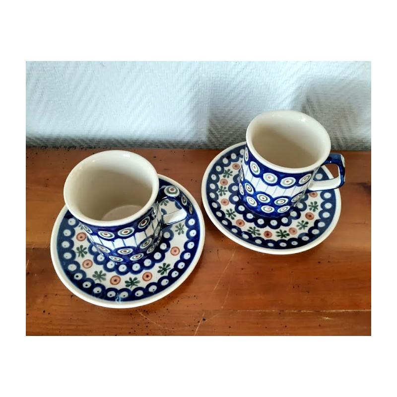 Pair of vintage ceramic cups, Poland 1970