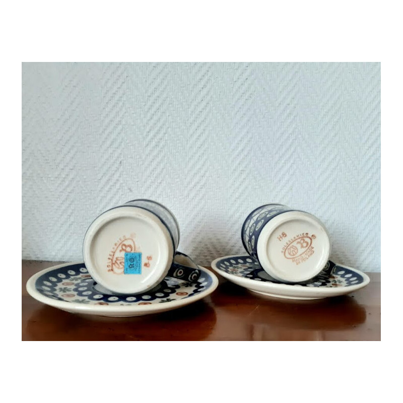 Pair of vintage ceramic cups, Poland 1970