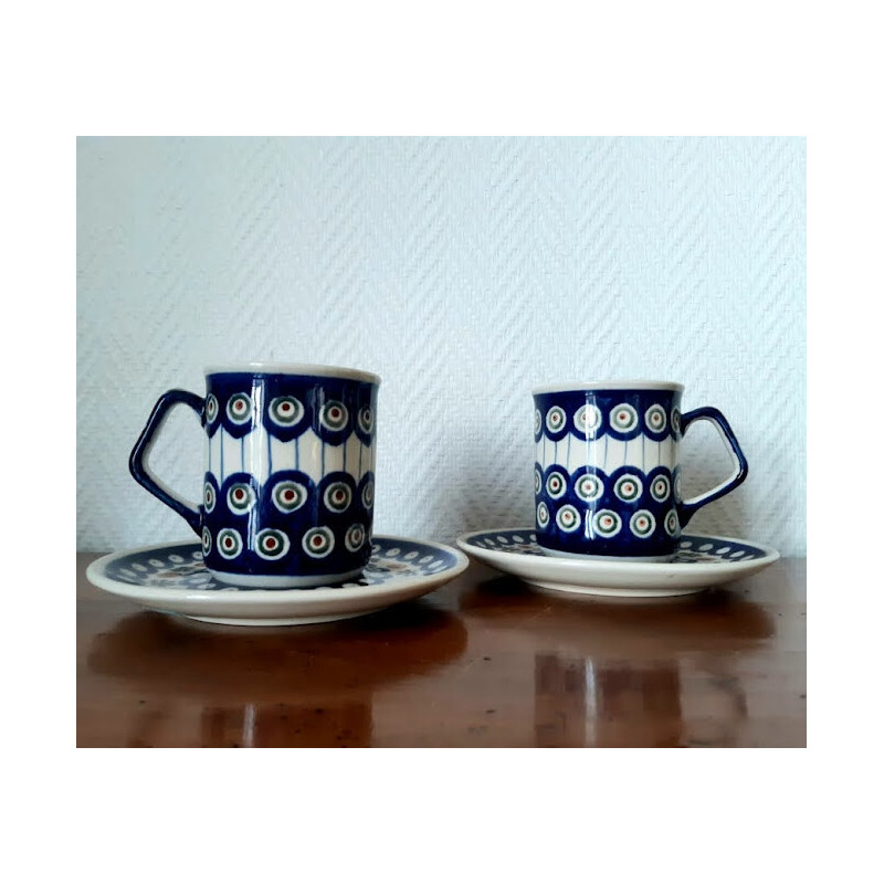 Pair of vintage ceramic cups, Poland 1970