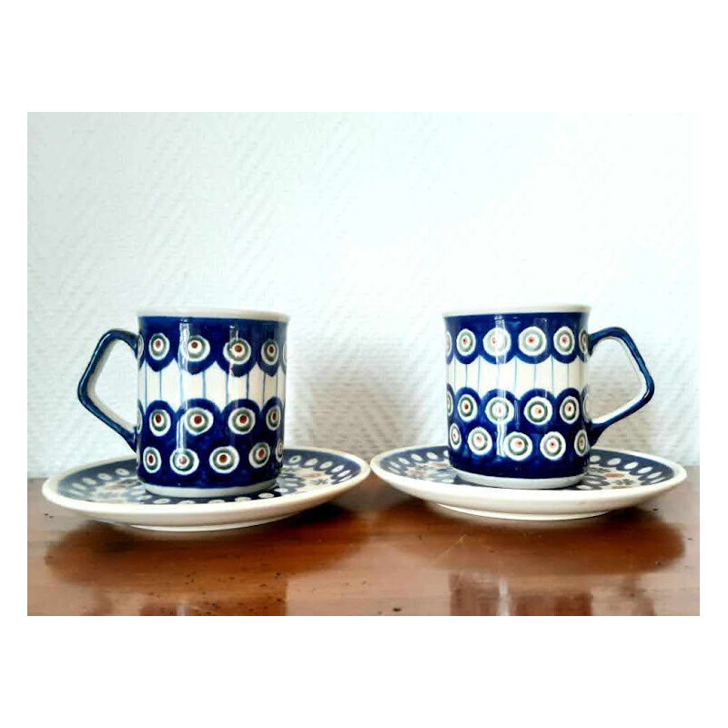 Pair of vintage ceramic cups, Poland 1970