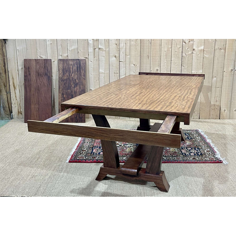 Vintage Art Deco mahogany dining table with 2