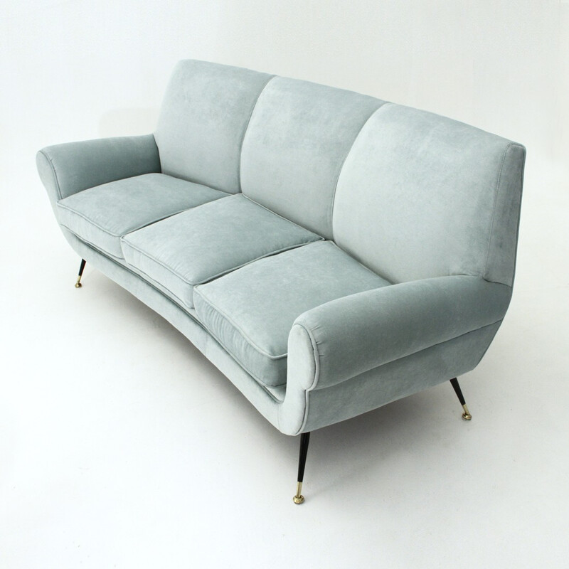 Three seater velvet sofa - 1950s