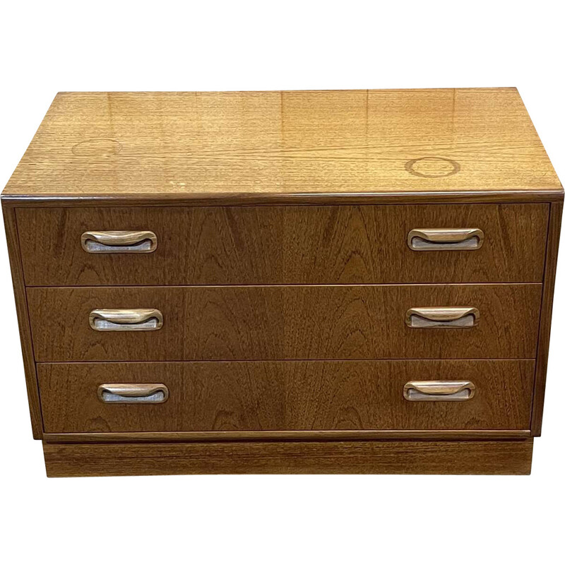 Vintage teak low chest of drawers with 3 drawers for G-Plan, 1970
