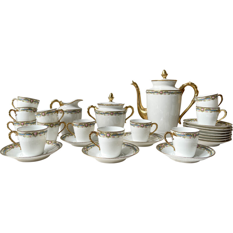 Vintage porcelain tea and coffee service for Chabrol et Poirier, France 1915