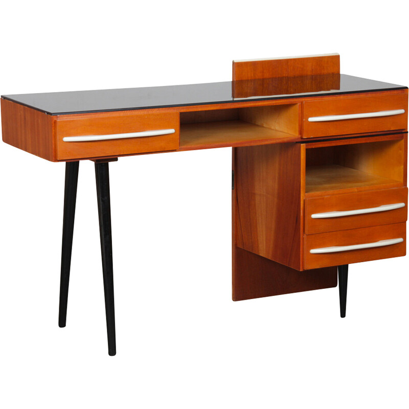 Vintage opalized glass desk by Mojmir Pozar for UP Zavody, Czechoslovakia 1960