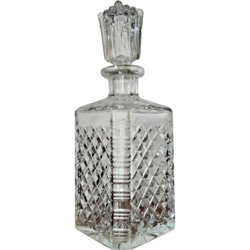 Vintage Diamond Cut Glass Whiskey Decanter