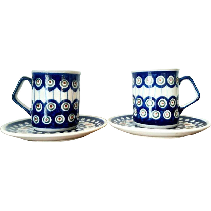 Pair of vintage ceramic cups, Poland 1970