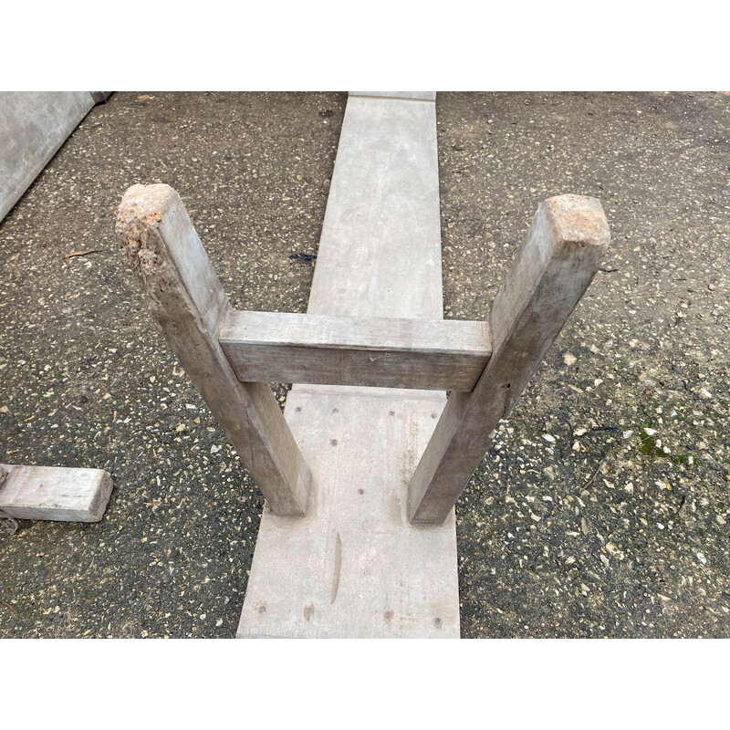 Pair of vintage solid wood farm benches, 1900