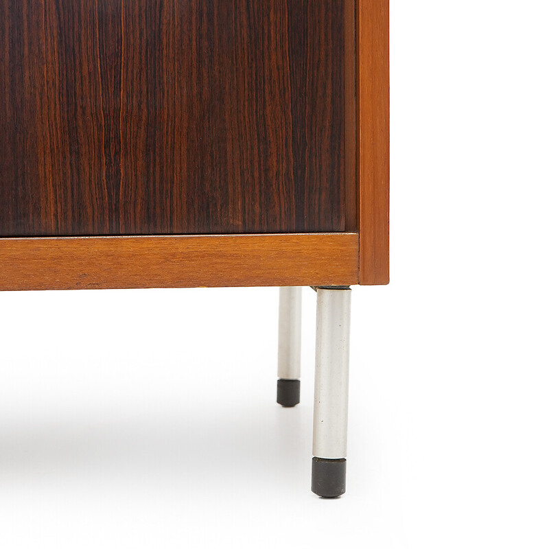 Vintage chest of drawers in veneered wood and aluminum by Georges Closing for 3V, Italy 1960