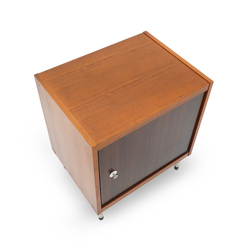 Vintage chest of drawers in veneered wood and aluminum by Georges Closing for 3V, Italy 1960