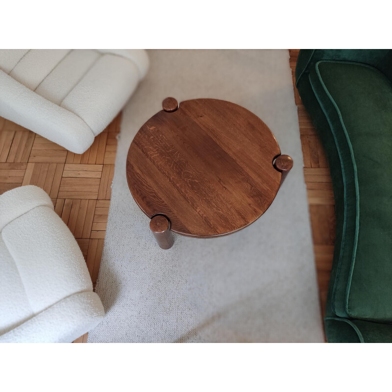 Vintage oak tripod coffee table, 1960