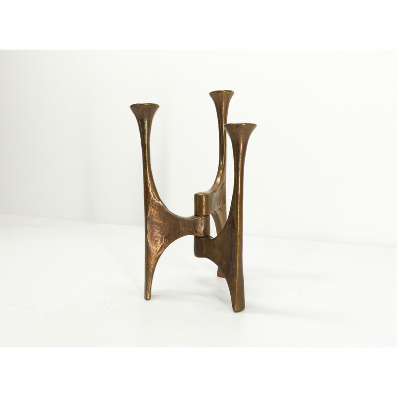 Vintage bronze tripod candlestick by Michael Harjes, Germany 1960