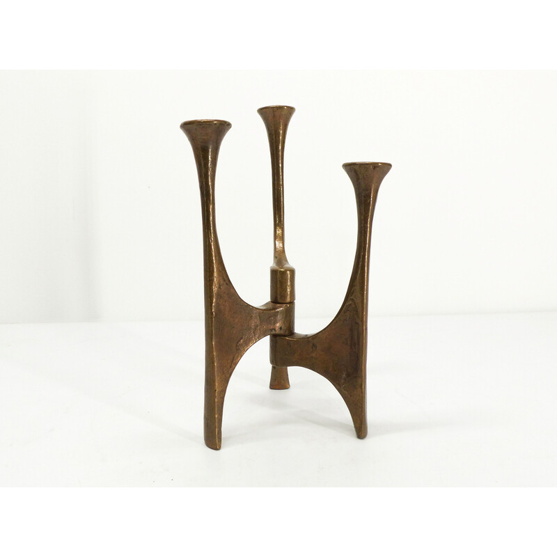 Candelabro trípode vintage de bronce de Michael Harjes, Alemania, años 60