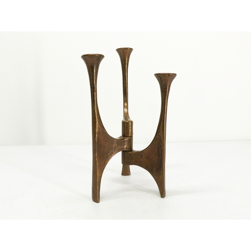 Vintage bronze tripod candlestick by Michael Harjes, Germany 1960