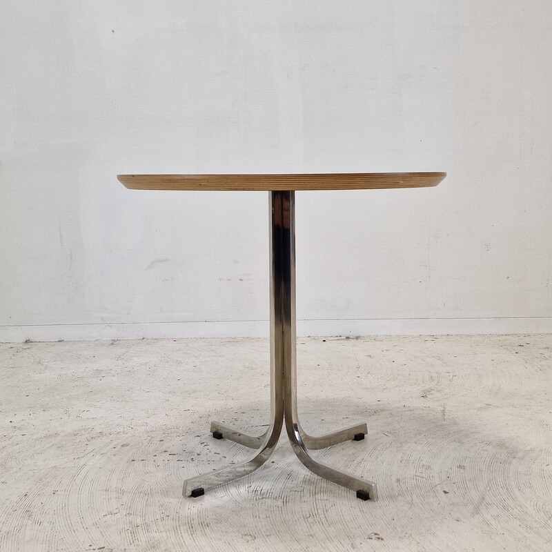Vintage "Circle" coffee table in white veneered wood and chrome steel by Pierre Paulin for Artifort, 2010