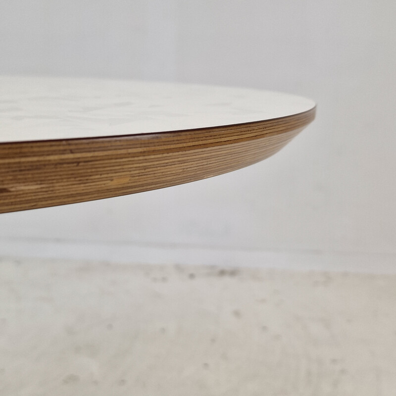 Mesa de centro vintage "Circle" em madeira folheada a branco e aço cromado de Pierre Paulin para Artifort, 2010
