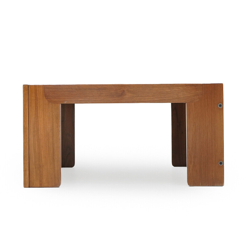 Vintage square wooden coffee table by Tobia Scarpa for Cassina, 1960