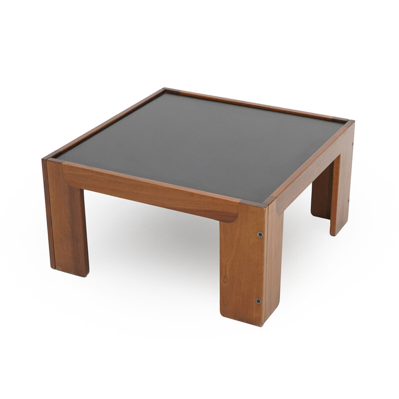 Vintage square wooden coffee table by Tobia Scarpa for Cassina, 1960