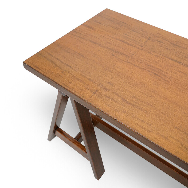Vintage-Schreibtisch aus furniertem Holz mit Böcken, Italien 1970er Jahre