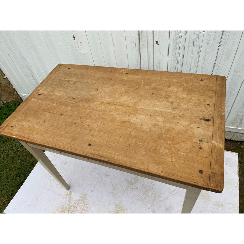 Bureau vintage en bois massif  avec 2 tiroirs, 1950