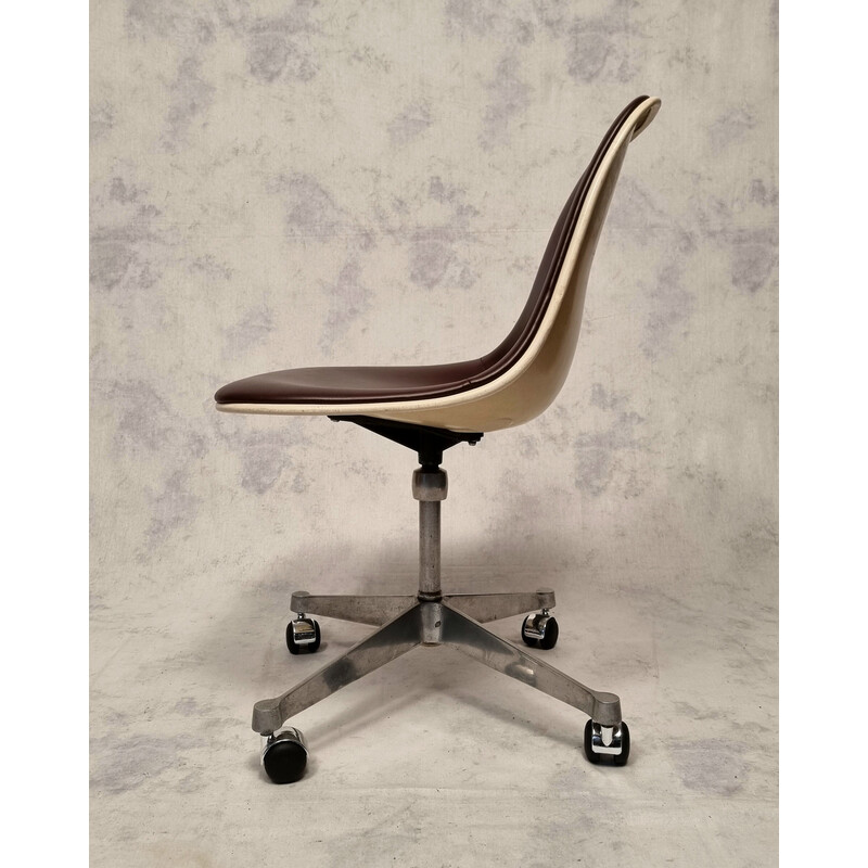 Cadeira de escritório vintage de Charles e Ray Eames em fibra de vidro e aço para Herman Miller, década de 1960