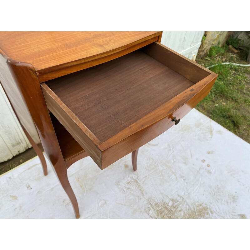 Vintage cherry wood bedside table with 1 drawer