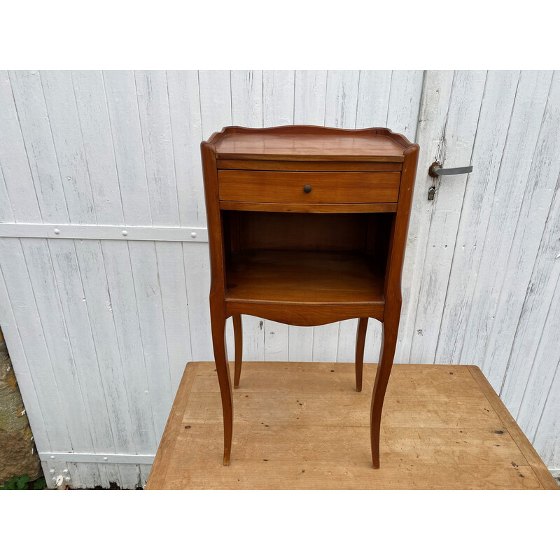 Vintage cherry wood bedside table with 1 drawer