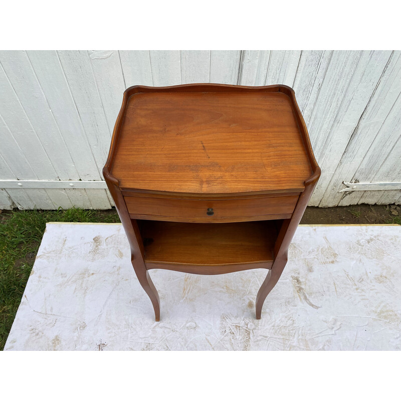 Vintage cherry wood bedside table with 1 drawer