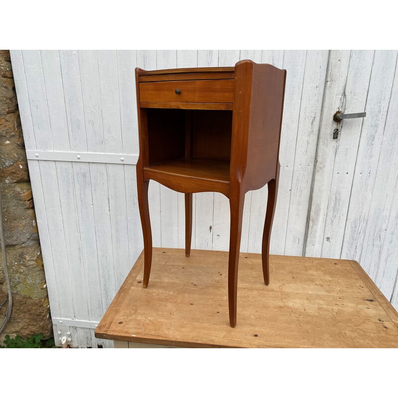 Vintage cherry wood bedside table with 1 drawer