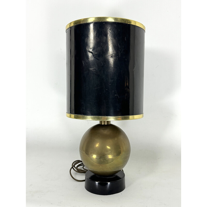 Lampe de table vintage sphère en laiton, Italie 1970