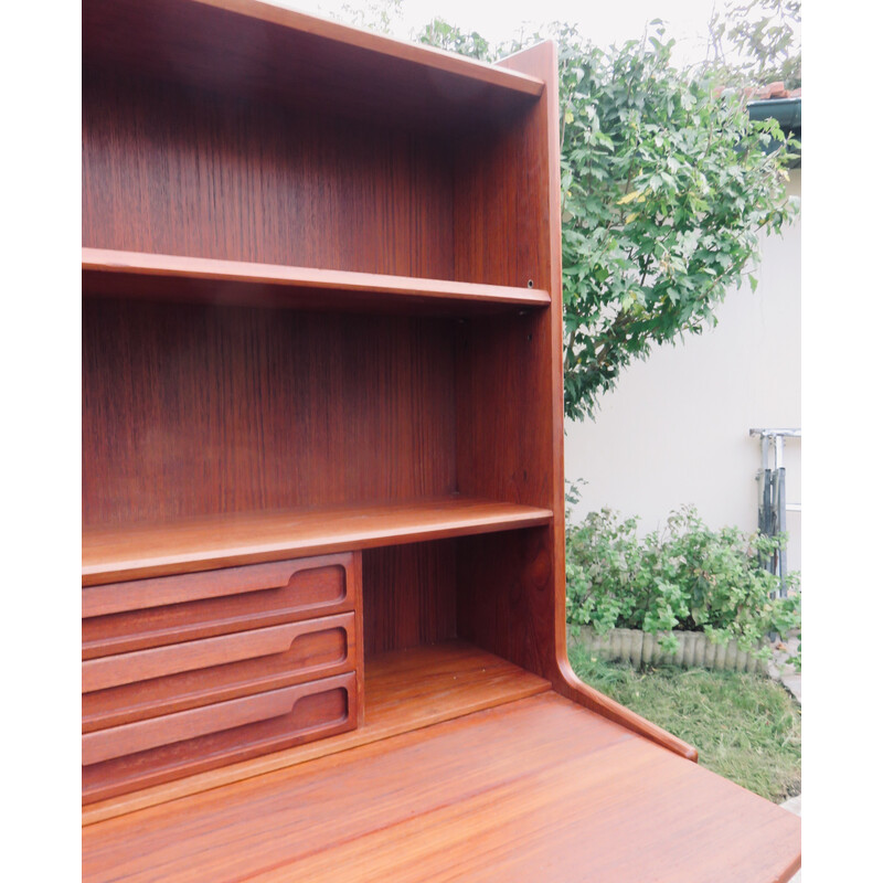 Vintage solid teak secretary desk by The Larsen brothers, Denmark 1960