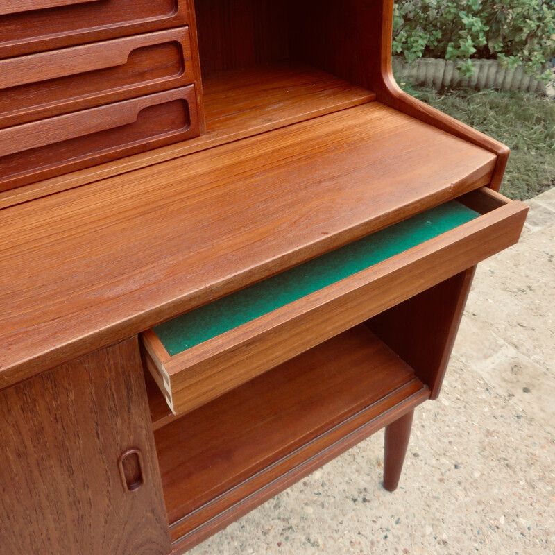 Vintage solid teak secretary desk by The Larsen brothers, Denmark 1960