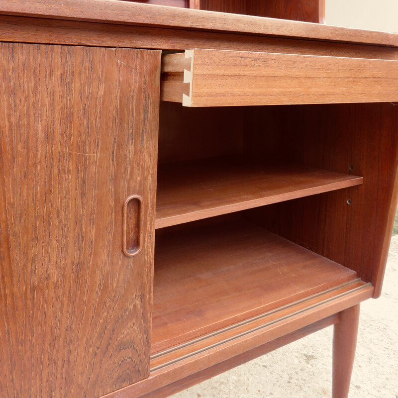 Vintage solid teak secretary desk by The Larsen brothers, Denmark 1960