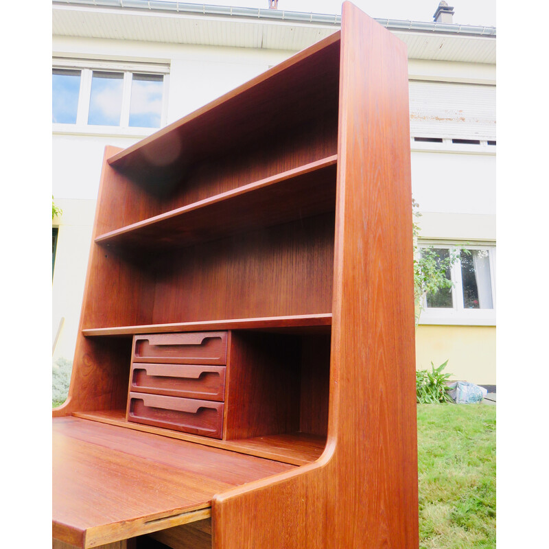 Vintage solid teak secretary desk by The Larsen brothers, Denmark 1960