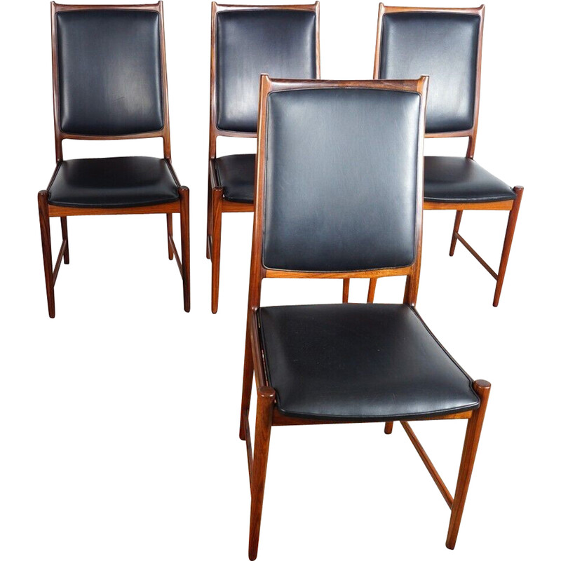 Lot de 4 chaises à repas vintage "Darby" en palissandre par Torbjörn Afdal pour Bruksbo, 1960