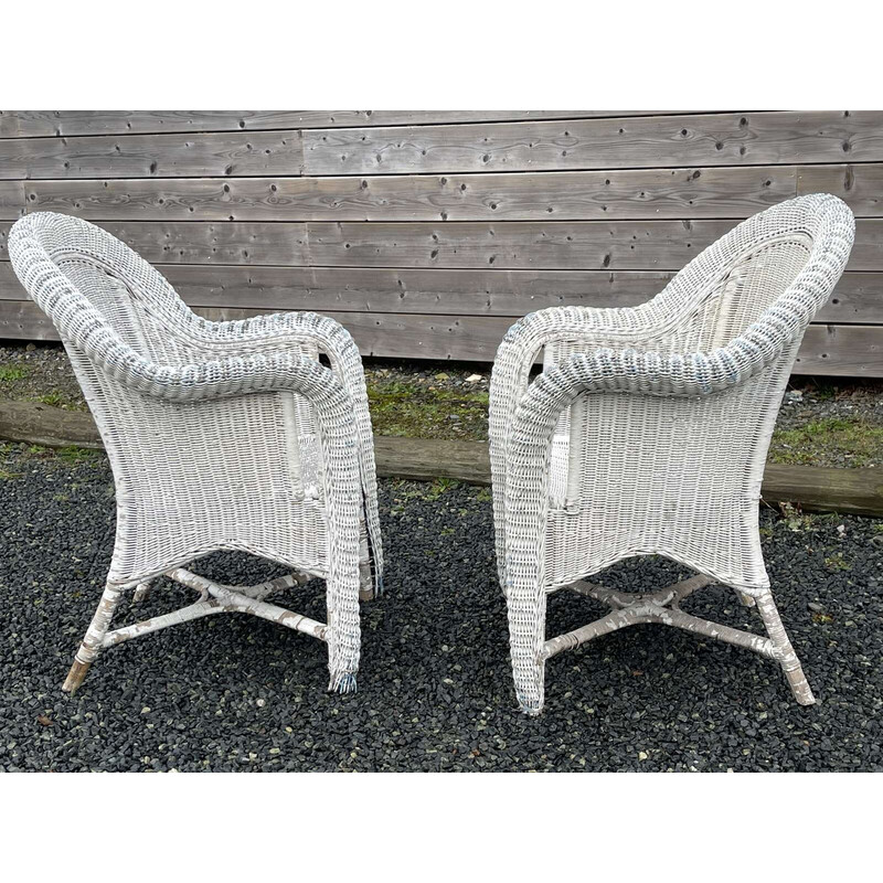 Pair of vintage rattan armchairs, 1950