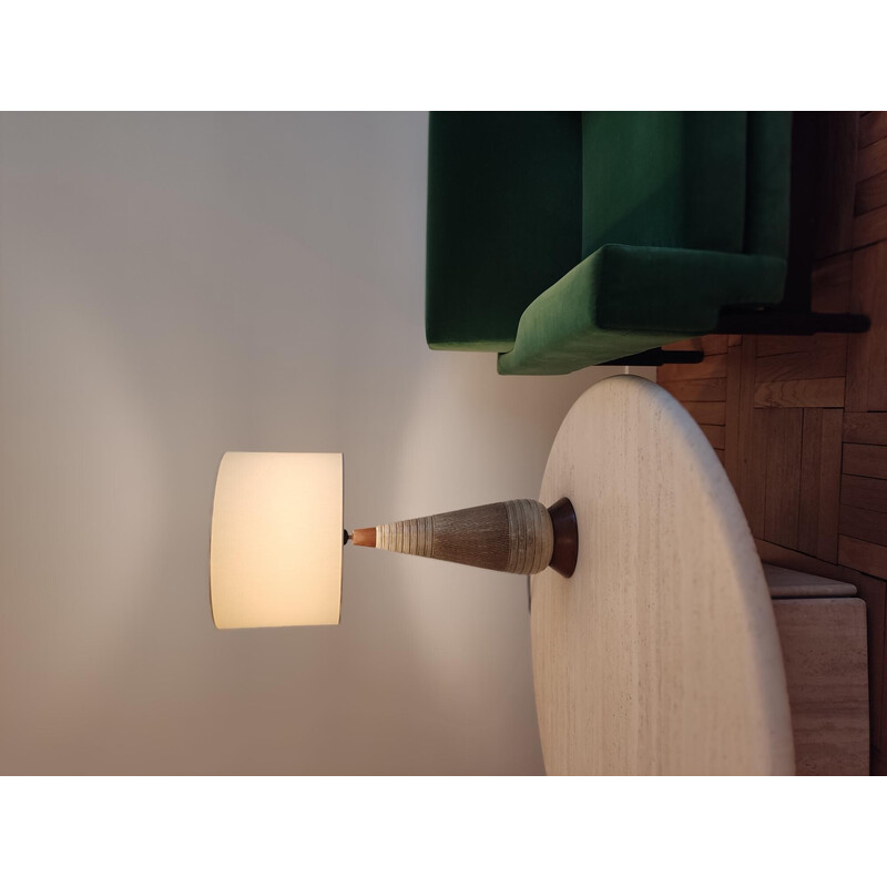 Lampe vintage en céramique et bois, Danemark