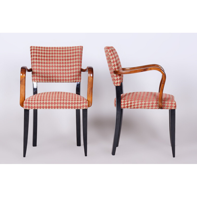 Paar Vintage-Art-Déco-Sessel aus Buche und Walnuss von Jules Leleu, Frankreich 1920