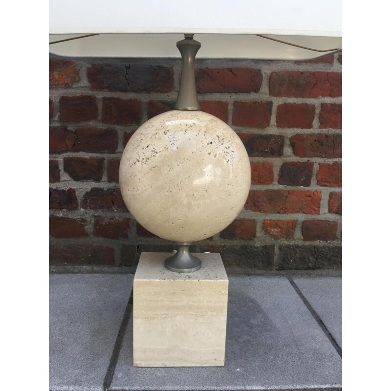 Pair of large travertine lamps - 1970s