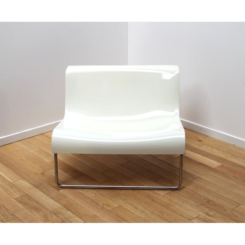 Paire de fauteuils vintage Form en plastique beige et acier chromé par Piero Lissoni pour Kartell
