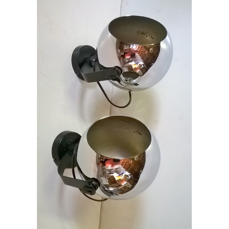 Set of 2 Reggiani chromed wall lights - 1970s
