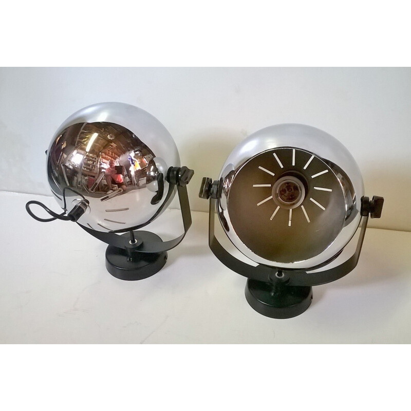 Set of 2 Reggiani chromed wall lights - 1970s