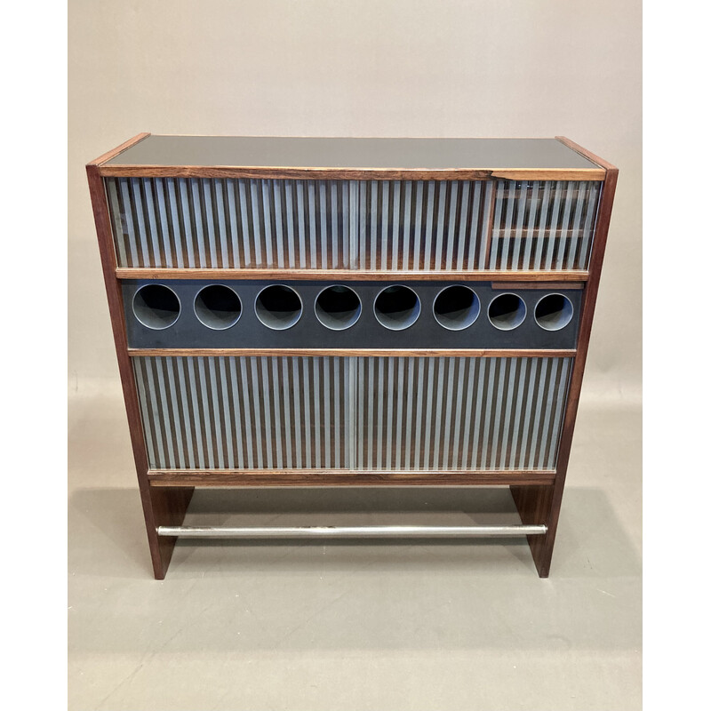 Vintage rosewood and chrome bar by Poul Heltborg, 1960