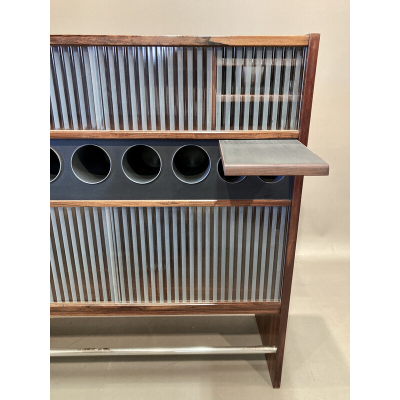 Vintage rosewood and chrome bar by Poul Heltborg, 1960