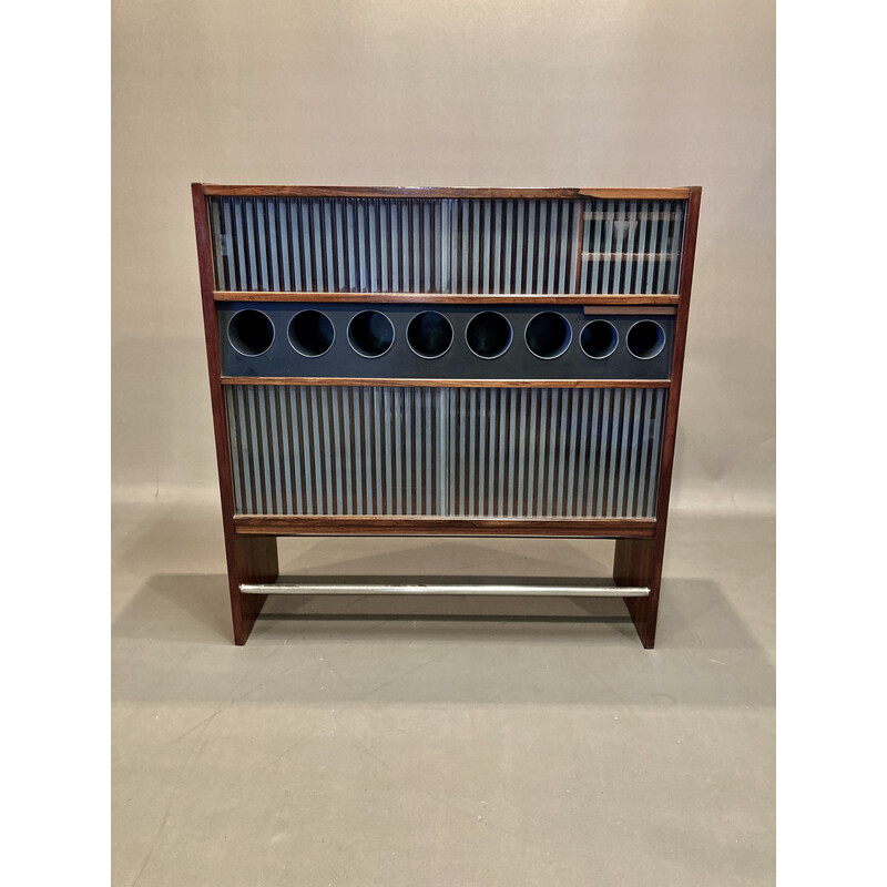 Vintage rosewood and chrome bar by Poul Heltborg, 1960