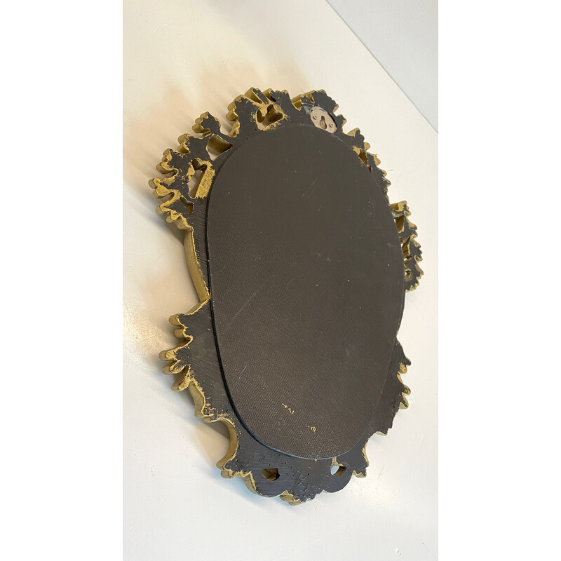 Vintage mirror in resin and golden patina, 1970