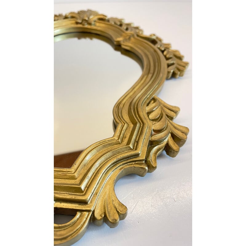 Vintage mirror in resin and golden patina, 1970