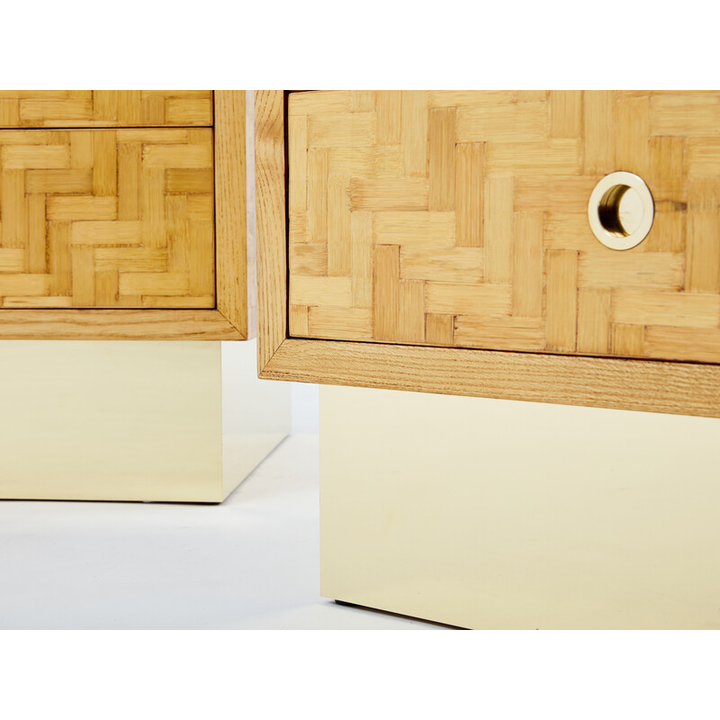 Pair of vintage bamboo and brass bedside tables for Dal Vera, 1970