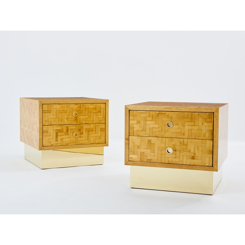 Pair of vintage bamboo and brass bedside tables for Dal Vera, 1970