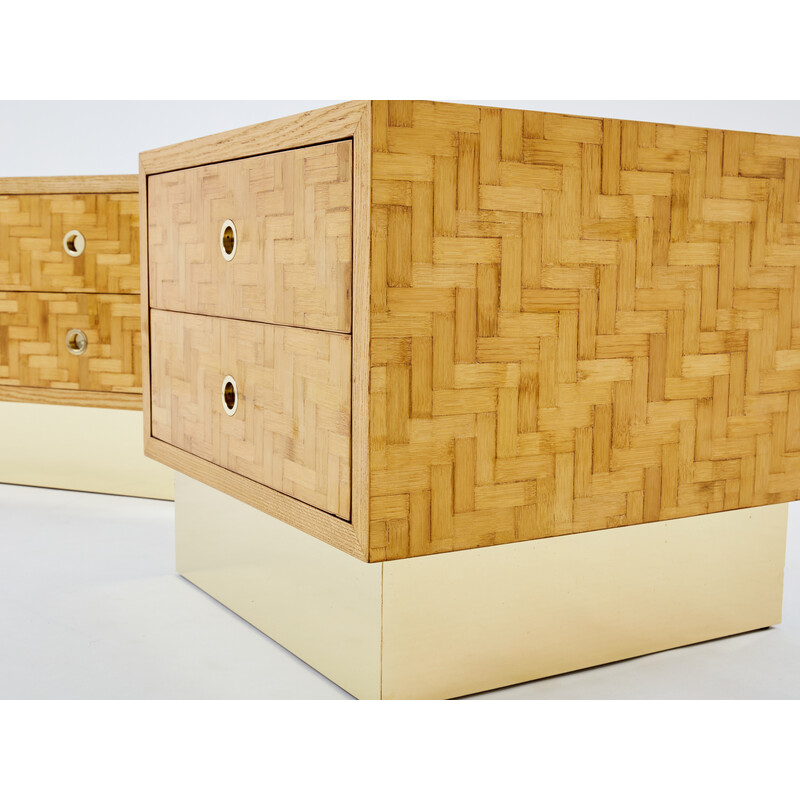 Par de mesas de cabeceira vintage de bambu e latão para Dal Vera, década de 1970